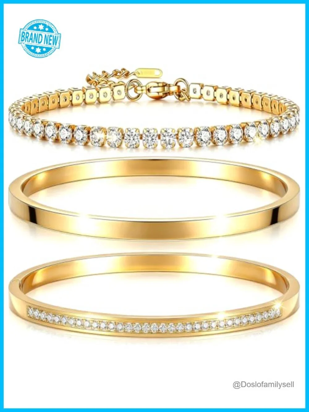 Stainless Steel Bangle Bracelet Set Stackable Non Tarnish